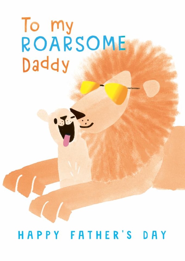 Cute Father's Day Card - Lion And Cub - Roarsome Dad created by Holly Fox