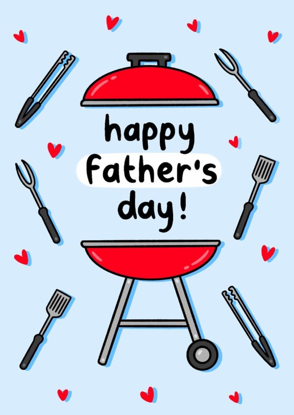 Cute Happy Father's day card for those king of the grill dad's created by Holly Murray Doodles