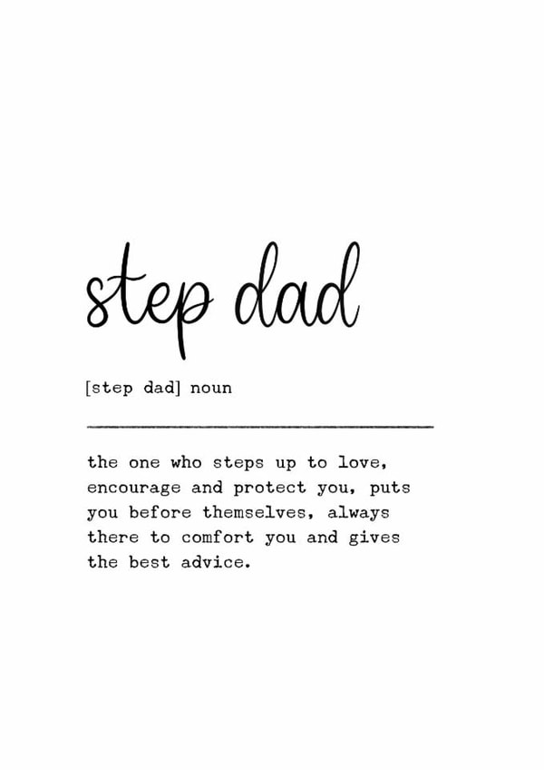 Classic Father's Day Card - For Stepdad - Definition created by Kalm Lettering