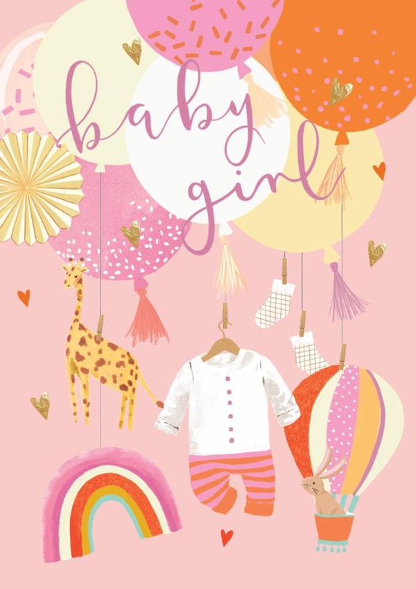 Cute New Baby Card - Baby Girl created by Louise Tiler