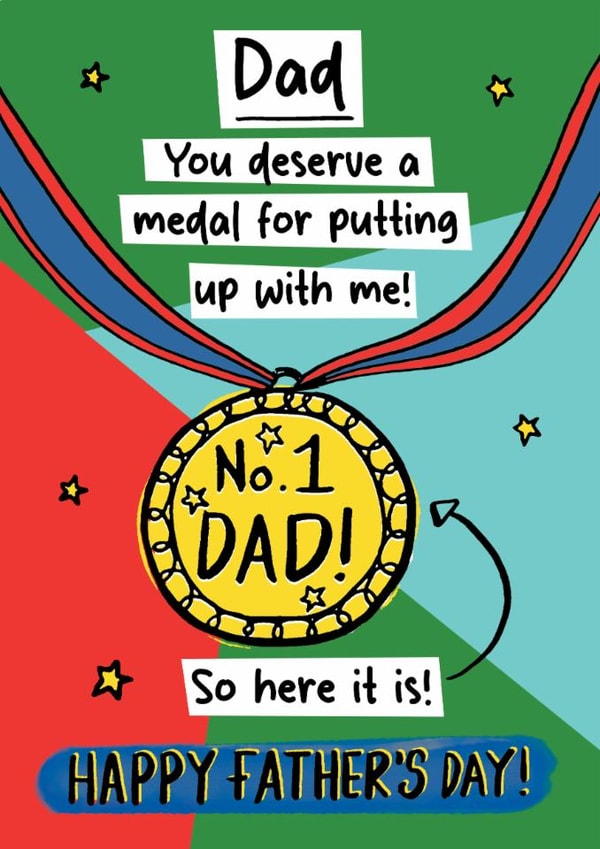 Funny Father's Day Card - You Deserve A Medal created by Pom Pom Party Cards