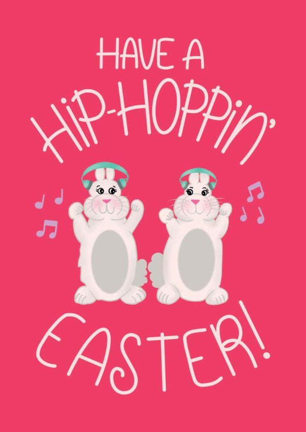 Cute Easter Card - Hip-Hoppin' Easter - Bunnies Dancing created by Angelicabydesign