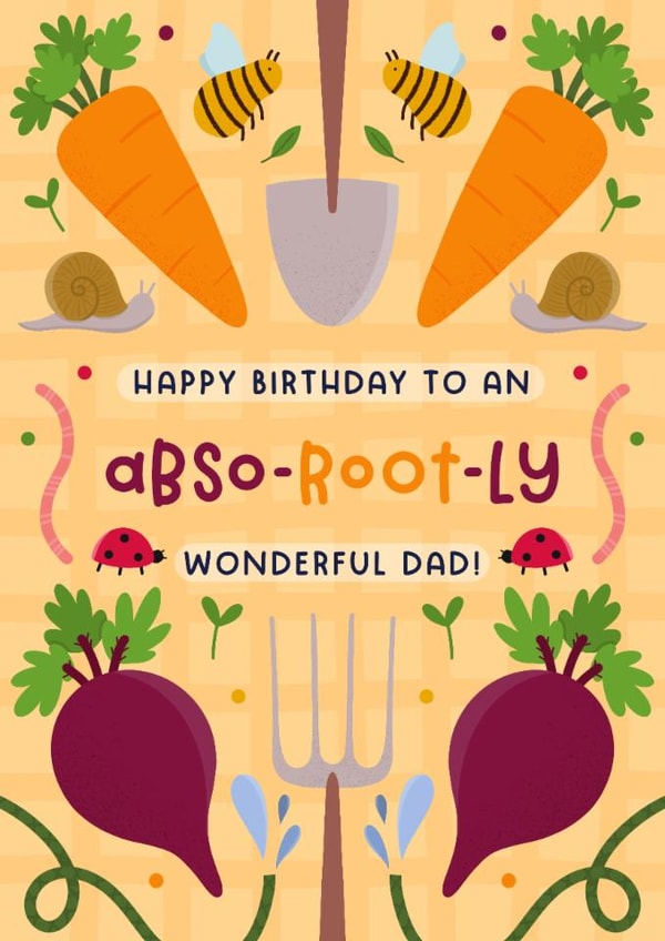 Cute Birthday Card - Wonderful Dad - Allotment Vegetables created by Joanne Hawker