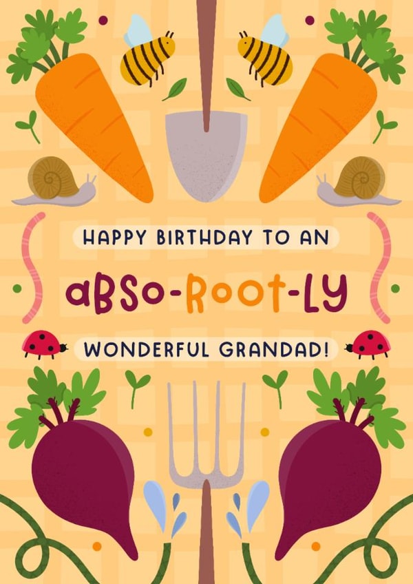 Cute Birthday Card - Wonderful Grandad - Allotment Vegetables created by Joanne Hawker