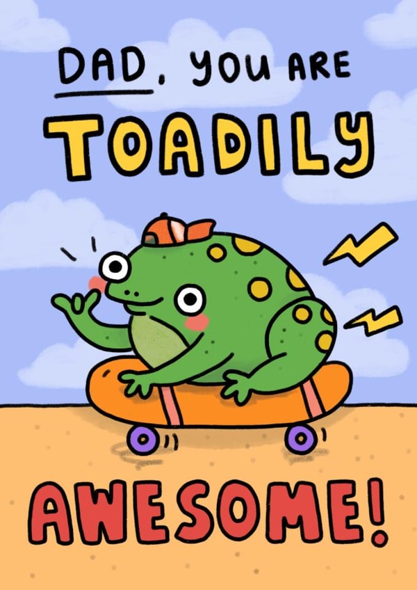 Funny Father’s Day/Birthday Card - For Dad - Skateboarding Toad created by Wren & Wilson