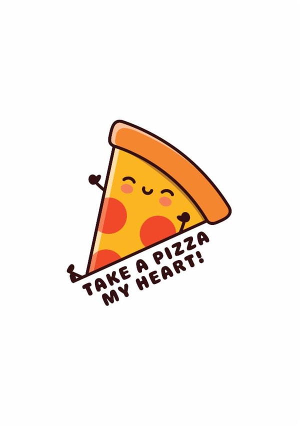 Take a Pizza My Heart! – Funny Cute Pun Love Card created by Joe Baines Graphic Design and Illustration