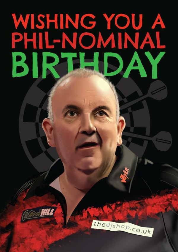 Darts Birthday Card - Phil Taylor - Pun created by AbiGoLucky