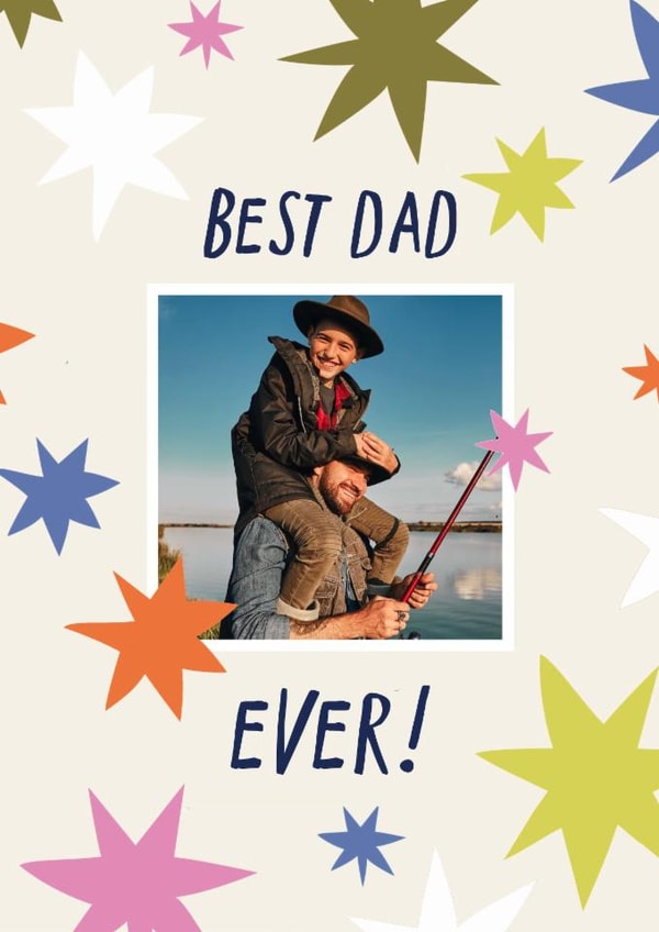 Cute and bright photo upload card for dad on Father’s Day - best dad ever! created by Zoe Spry