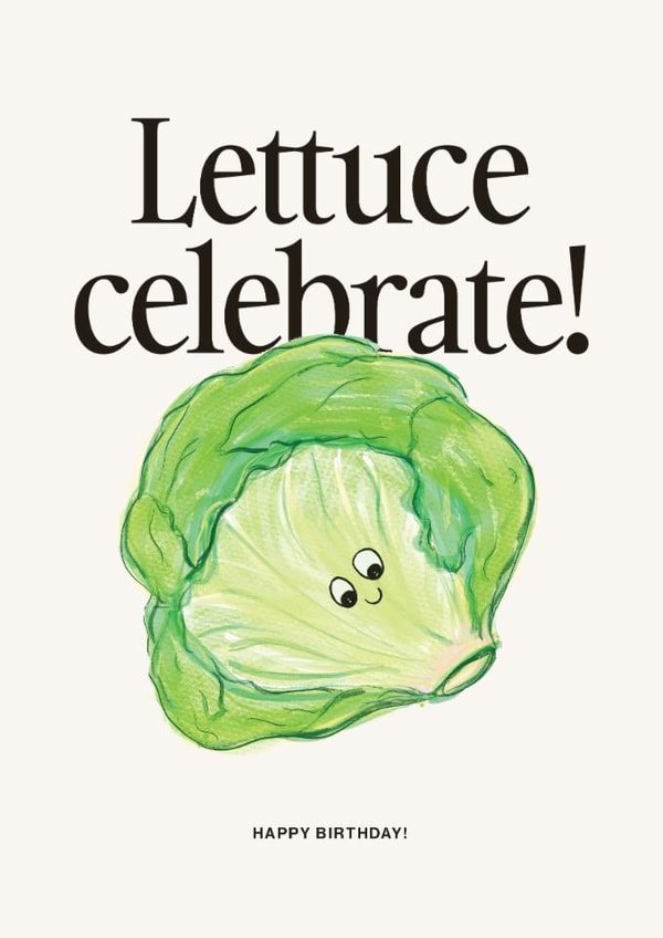 Cute arty Birthday Card - Lettuce - Lettuce celebrate! created by Things Sarah Creates