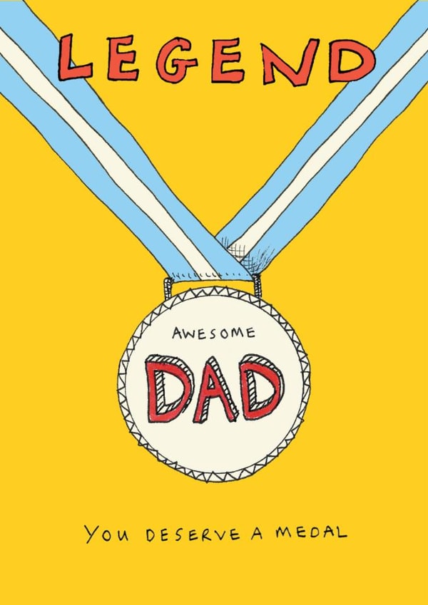 Classic Father's Day/Birthday Card - Awesome Dad - Medal created by Poet and Painter