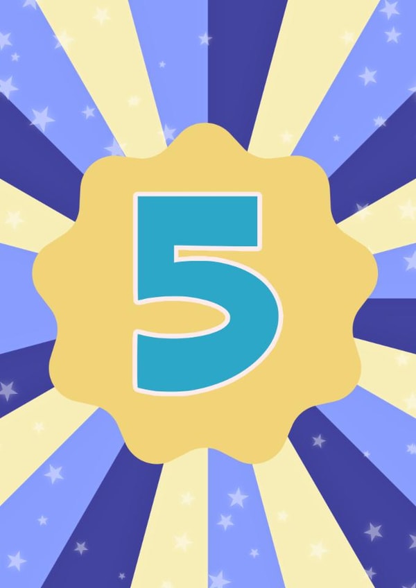 Fun 5th Birthday Card - For Him - Stars created by GawjusCards