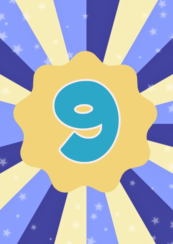 Fun 9th Birthday Card - For Him - Stars created by GawjusCards