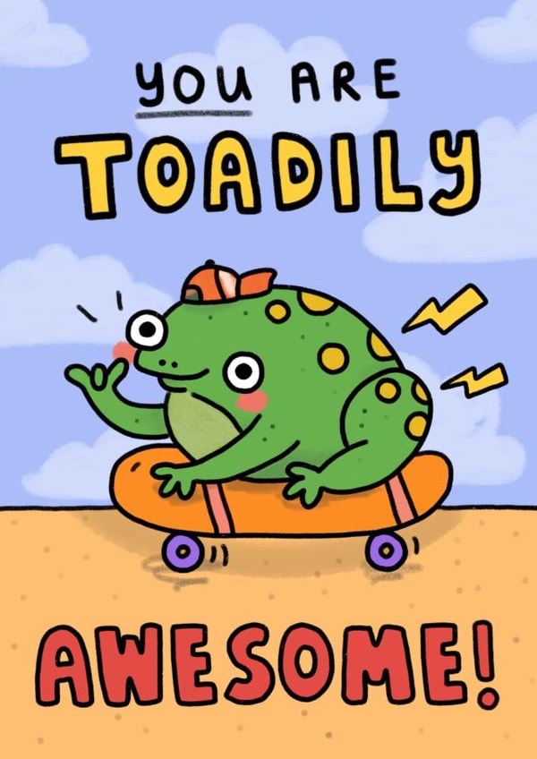 Cute Congratulations Card - Toadily Awesome - Toad created by Wren & Wilson
