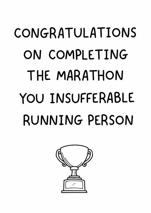 Funny Congratulations Card - Marathon - Trophy created by That Little Map Shop