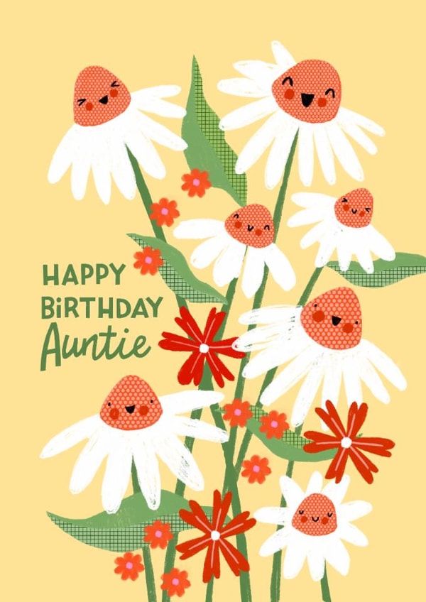 Cute Birthday Card - For Auntie - Daisies | thortful