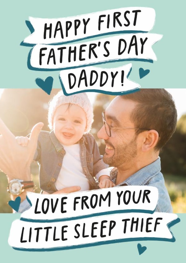 Funny Father's Day Card - Little Sleep Thief - First Father's Day created by Studio Mads