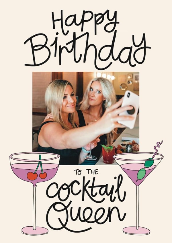Classic Birthday Card - Cocktail Queen created by Christine Cuddihy Illustration