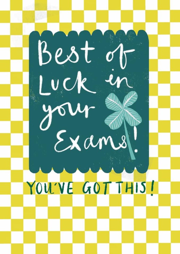 Classic Good Luck Card - Exams - Four Leaf Clover created by Sticky Tape Kate 