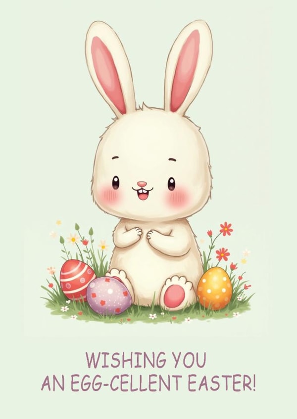 Cute Easter Card - Eggcellent - Bunny created by Lina Skye