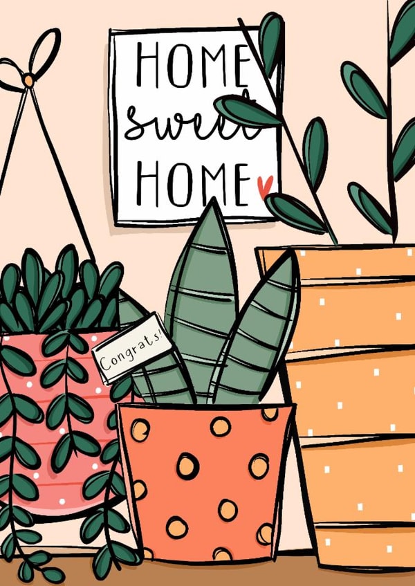 Classic New Home Card - House Plants created by Little Prints Fred Designs