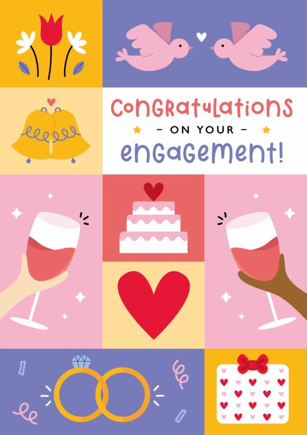 Cute Engagement Card - Doves - Rings created by Joanne Hawker