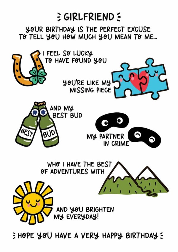 Cute Birthday Card - For Girlfriend - Brighten My Everyday created by Lyndsay Moon