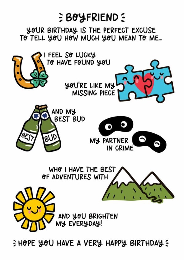 Cute Birthday Card - For Boyfriend - Brighten My Everyday created by Lyndsay Moon