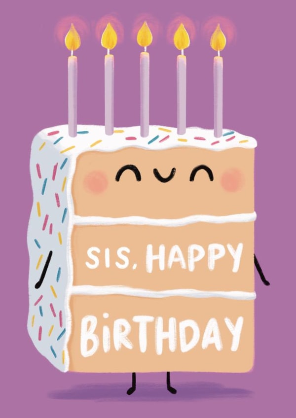 Cute Birthday Card - For Sister - Jellycat Cake created by Sophie Kent Illustration