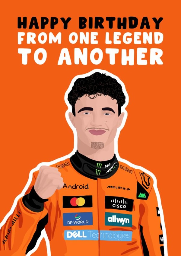 Formula One Birthday Card - Lando Norris - F1 created by Pink Peach Cards