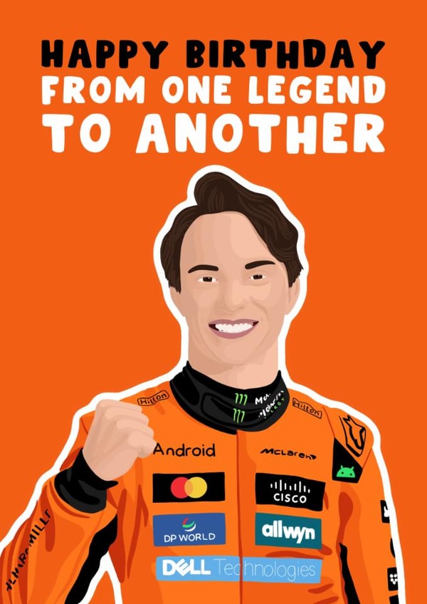 Formula One Birthday Card - F1 - Oscar Piastri created by Pink Peach Cards