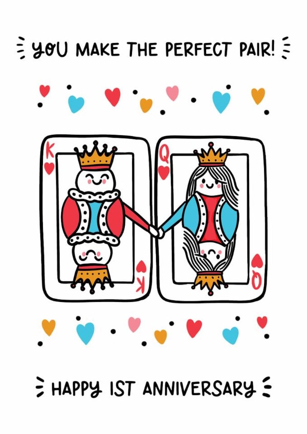 Cute Anniversary Card - 1st - Playing Cards Pair created by Lyndsay Moon