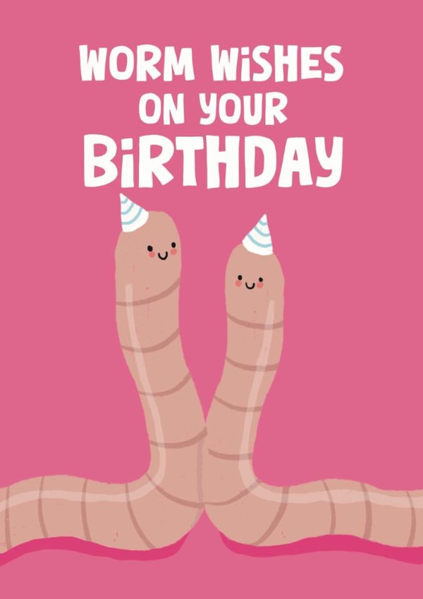Cute Birthday Card - Worm Wishes created by Giddy Kipper