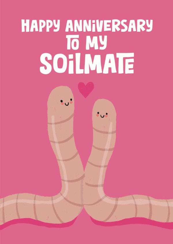 Cute Anniversary Card - Soilmate - Worms created by Giddy Kipper