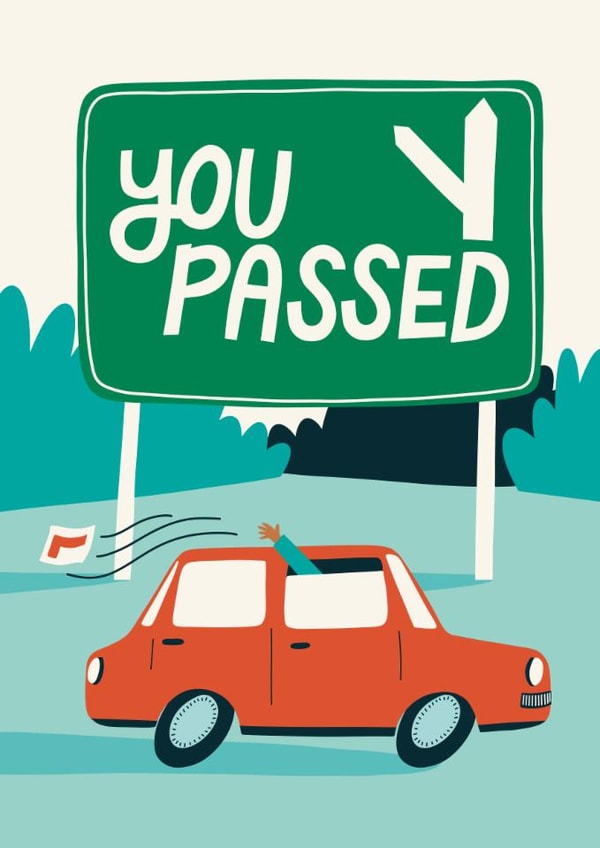 Classic Congratulations Card - Passed Driving Test created by Christine Cuddihy Illustration