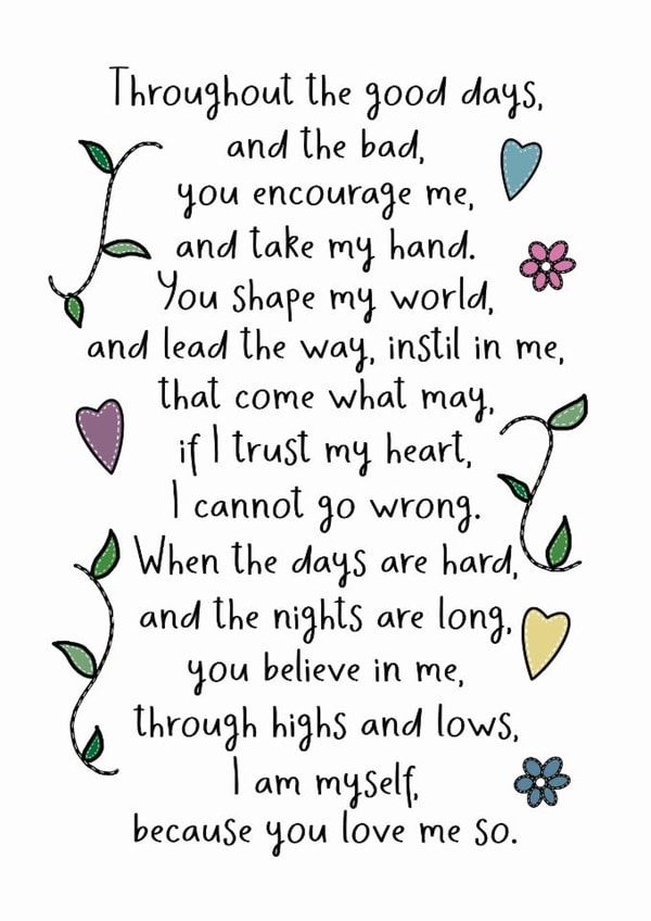 Heartfelt Love And Friendship Card - Poem created by And You Can Quote Me