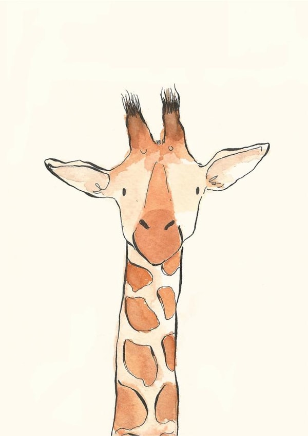 Cute Birthday/Just Because Card - Giraffe - Watercolour created by Becca Hall illustration