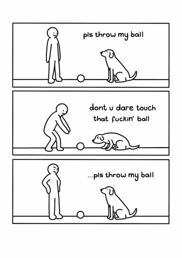 Funny Birthday Card - From The Dog - Pls Throw My Ball created by Redback Cards