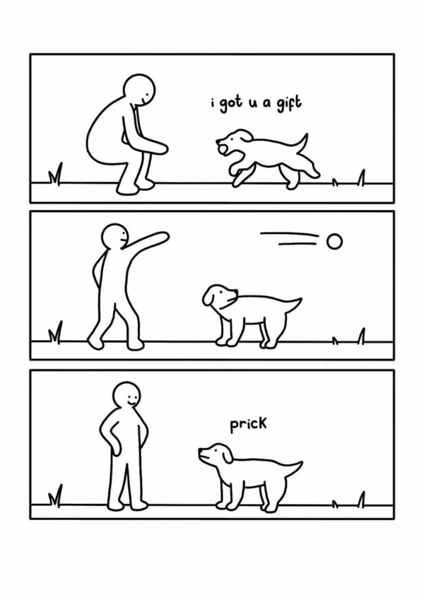 Funny Just Because Card - Dog - Comic created by Redback Cards