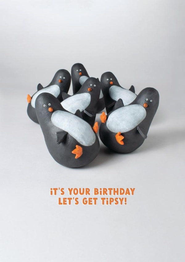 Funny Penguin Birthday Card – Let’s Get Tipsy created by Redback Cards