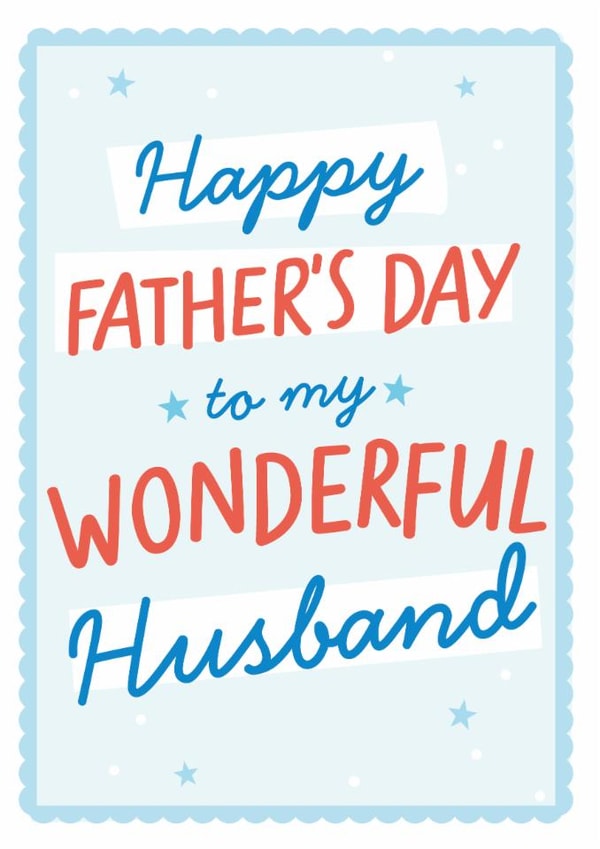Classic Father's Day Card - Wonderful Husband - Stars created by Percy & Pearl