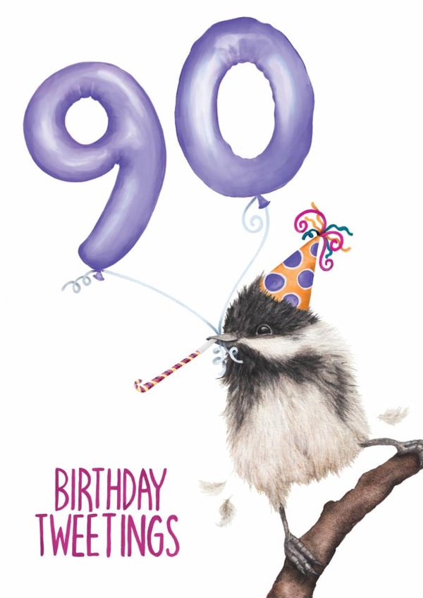 Cute Birthday Card - 90th - Coal Tit created by Citrus Bunn