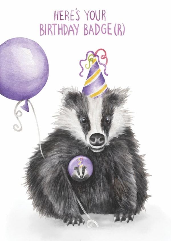 Cute Birthday Card - Badger - Balloon created by Citrus Bunn