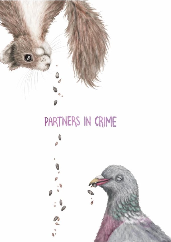 Cute Wedding Card - Partners In Crime - Squirrel created by Citrus Bunn