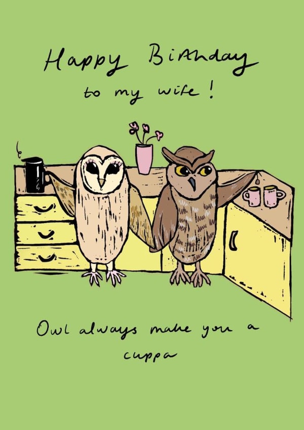 Cute Birthday Card - For Wife - Owls created by YAMS