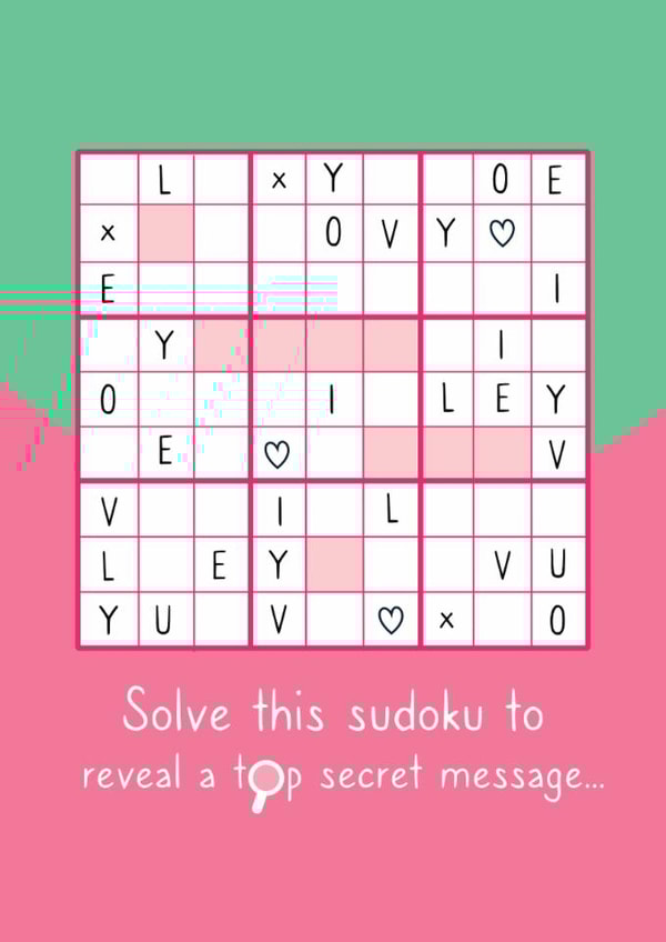 Cute Anniversary/Valentine's Day Card - Sudoku Puzzle created by Curiosity Unboxed
