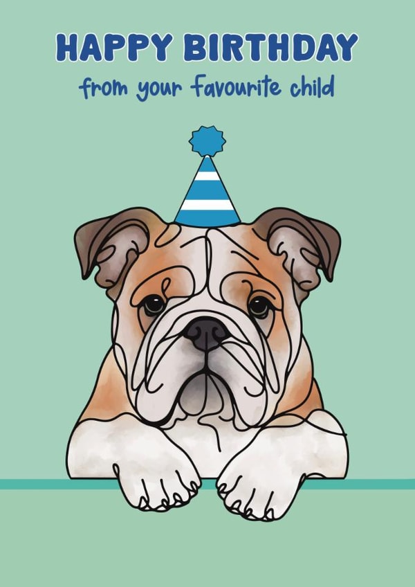 Cute Birthday Card - Bulldog created by Choo Choo