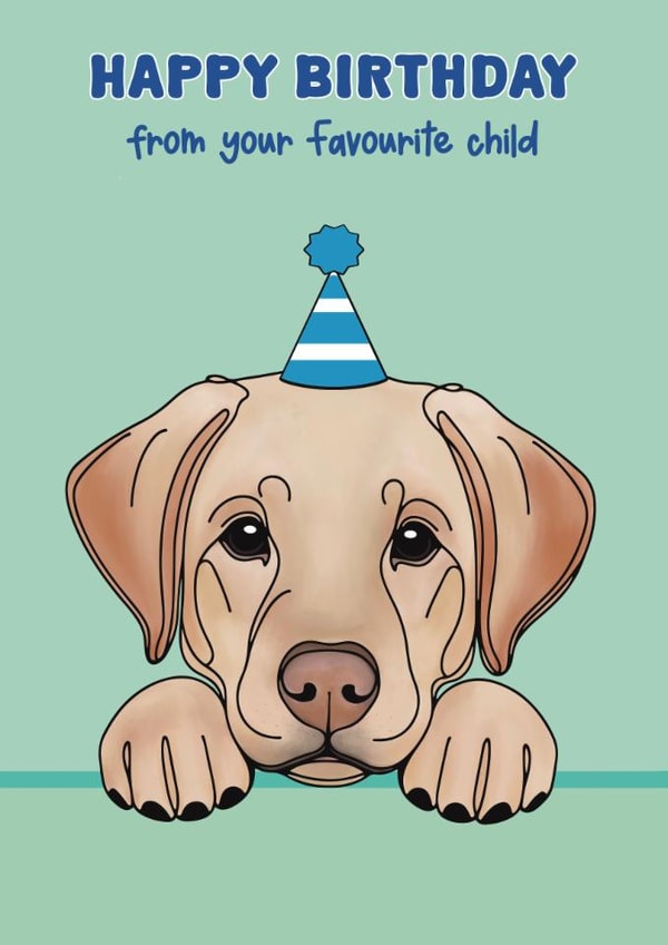 Cute Birthday Card - Golden Labrador created by Choo Choo 