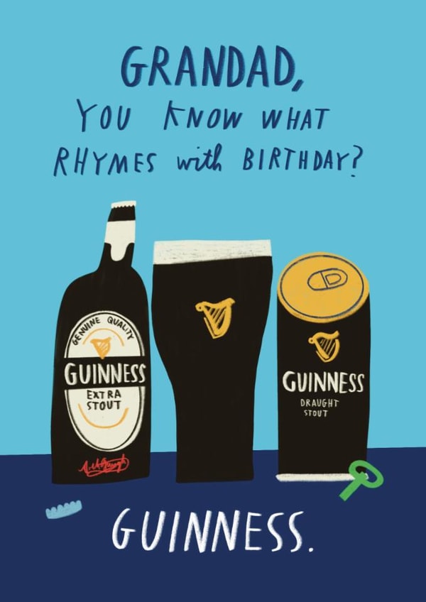 Funny Birthday Card - For Grandad - Guinness created by Alice Mole Illustration