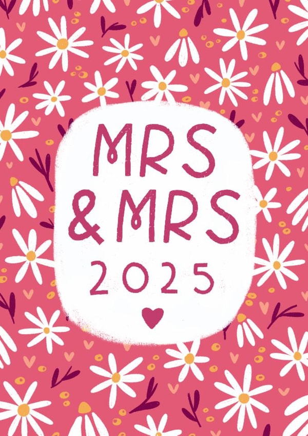 Fun Wedding Card - Mrs & Mrs - Flowers created by Pilea Press