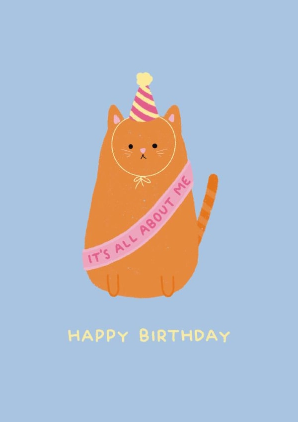 Cute Birthday Card - All About Me - Cat created by Ella Goddard